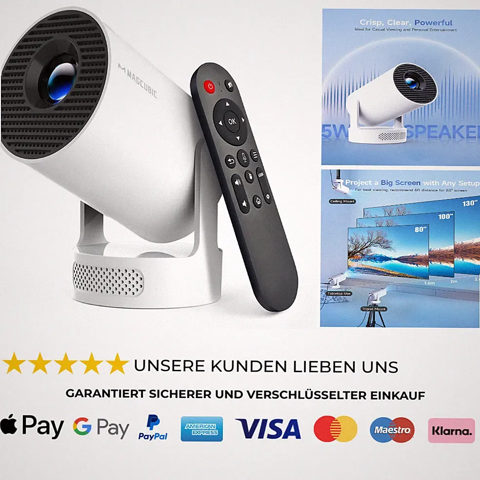 Mini Beamer 4K FHD 1080P Smart Android 14 WiFi6 BT54