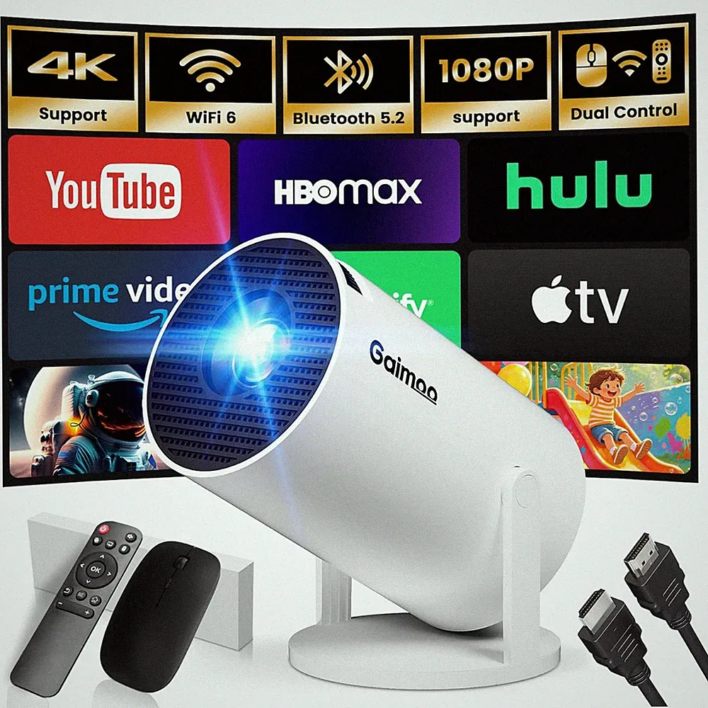 Mini Beamer 4K Full HD 1080P mit Apps Projektor Smart Beamer WiFi