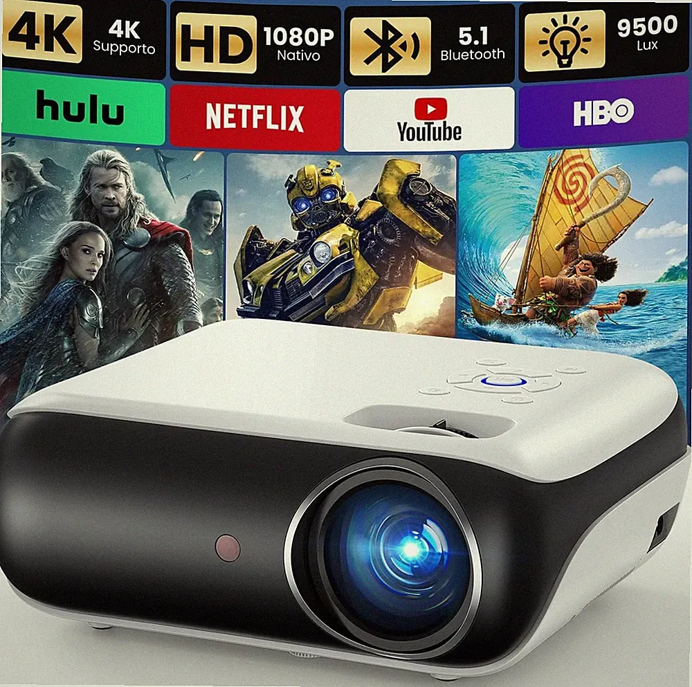 Mini Beamer 4K, HAPPRUN H1 Full HD Beamer mit Bluetooth – Native 1080P Tragbarer