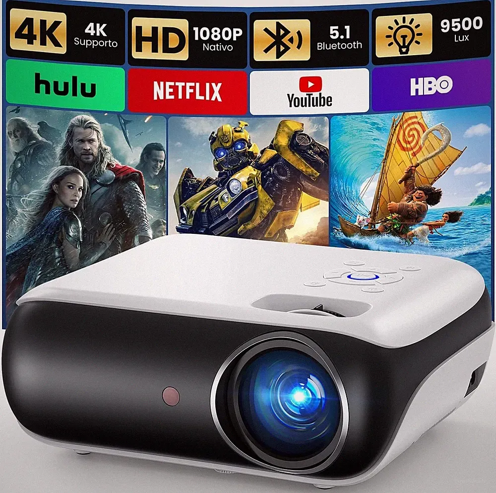 Mini Beamer 4K HAPPRUN H1 Full HD Bluetooth Projektor mit Lautsprecher