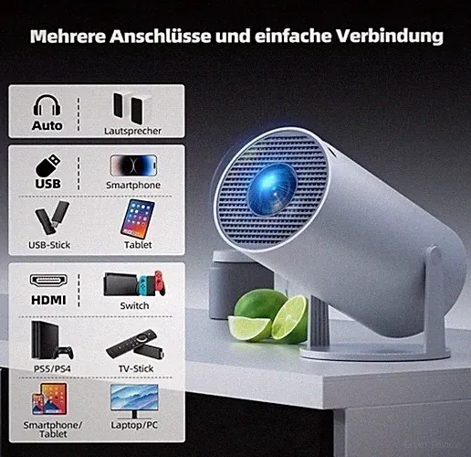 Mini Beamer 4K Mit Wifi6 Und Bluetooth5.0, Android11.0,Tragbarer Beamer Klein Mi