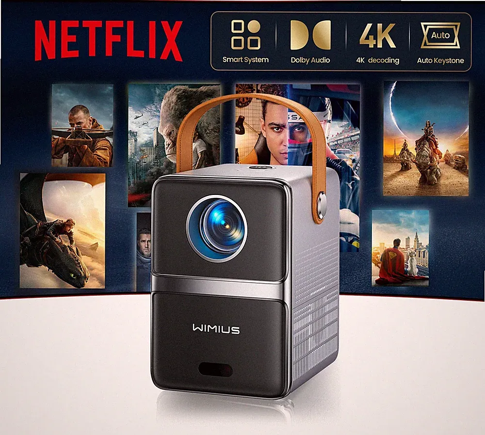 Mini Beamer 4K [Netflix Official|Dolby 8,0 x 10,9 x 18,1 cm, Silbergrau