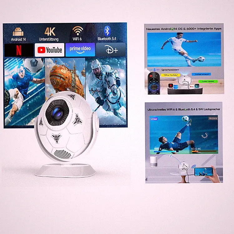 Mini Beamer 4K Projektor WiFi 6 Bluetooth 5.4 Auto Keystone 360