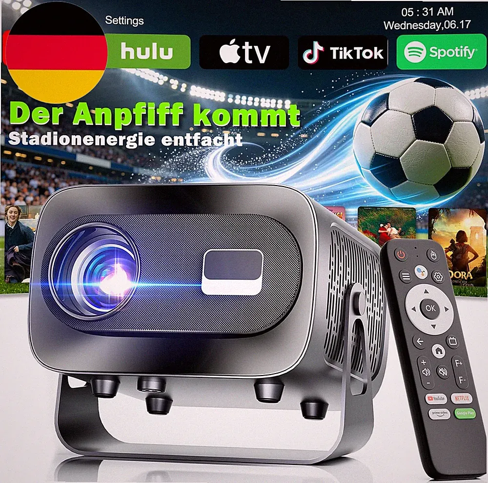 Mini Beamer 4K Smart Beamer【Offizielle App】Mit Full HD 1080P, 1000 Lumen, Autofo