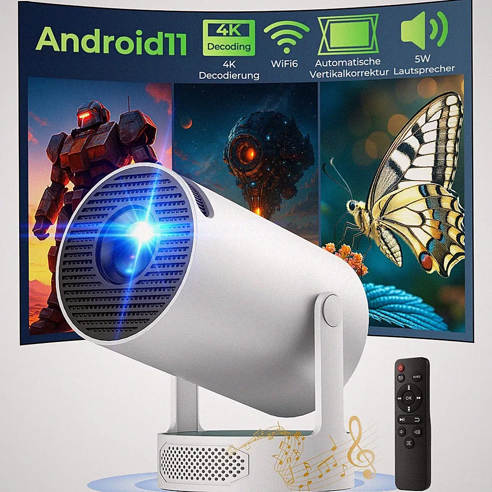 Mini Beamer 4K UHD Heimkino LED Projektor 5G WiFi Bluetooth Android Taschenkino