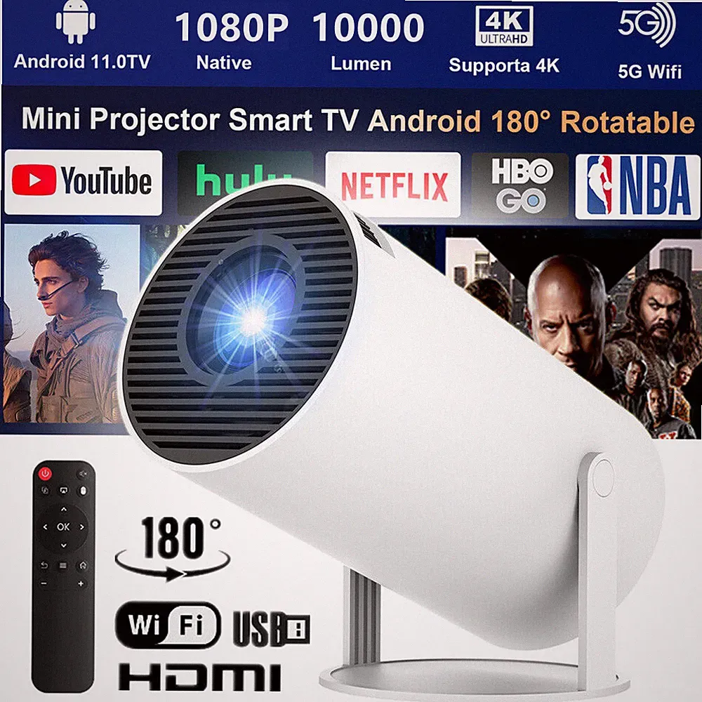 Mini Beamer 4K UHD Heimkino Projektor 2,4G/5G WiFi Bluetooth Android Taschenkino