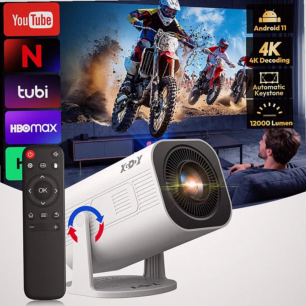 Mini Beamer 4K UHD LED Android mit WLAN Bluetooth Heimkino Smart Projektor HDMI