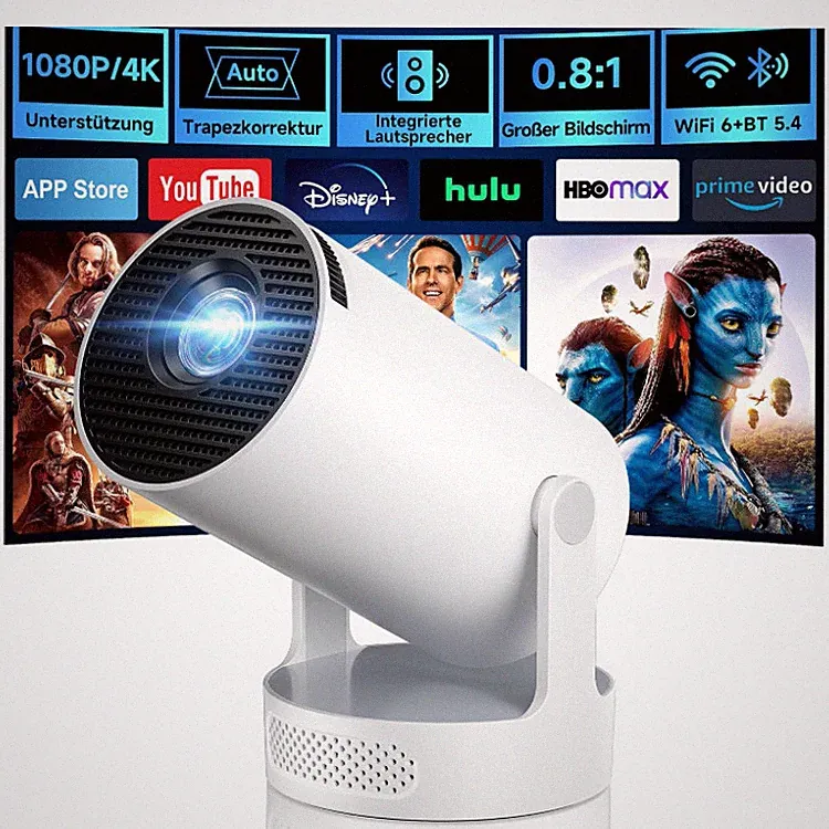 Mini Beamer 4K Ultrakurzdistanzbeamer mit WiFi 6 Bluetooth 0,8:1 86 Zoll