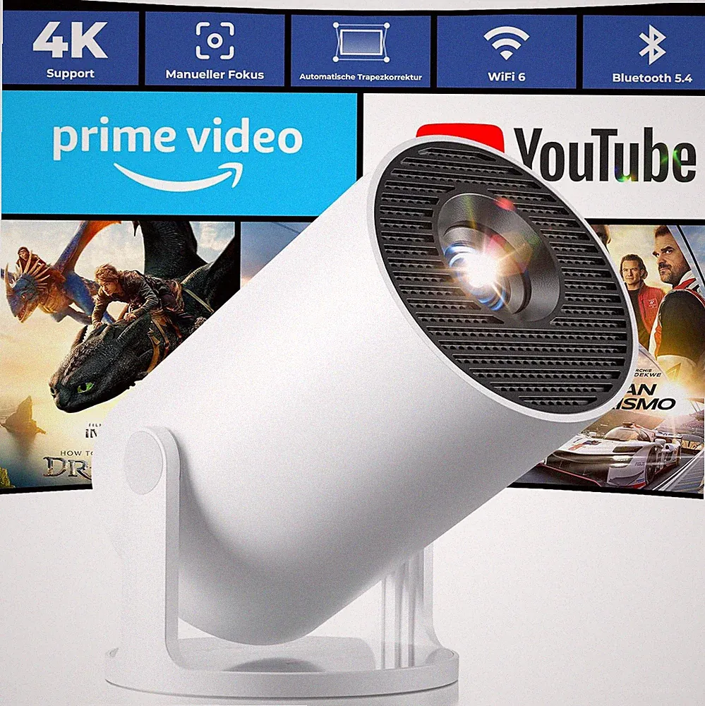 Mini Beamer 4K Unterstützt, 2026 Neuer Beamer Integrierte APP, 20000 Lumens Mit