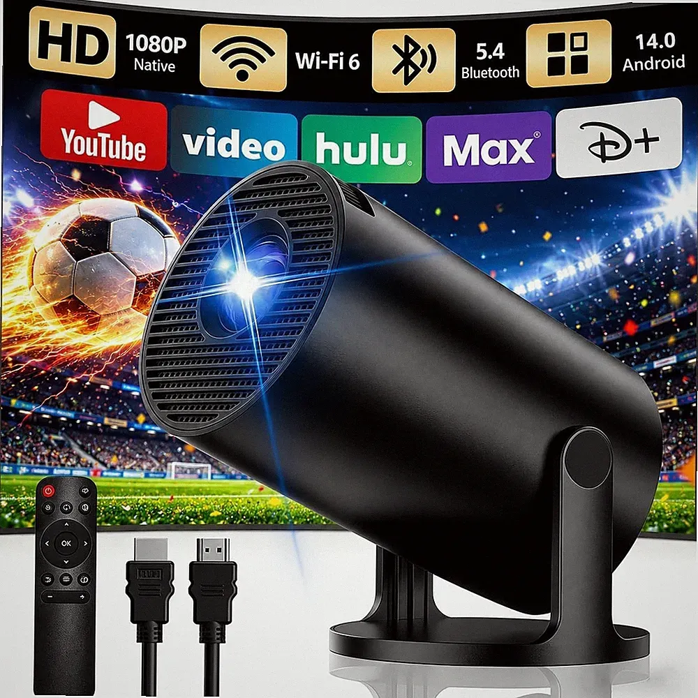Mini Beamer, 4K Unterstützt, HD 1080P, Android 14.0 Smart Projektor
