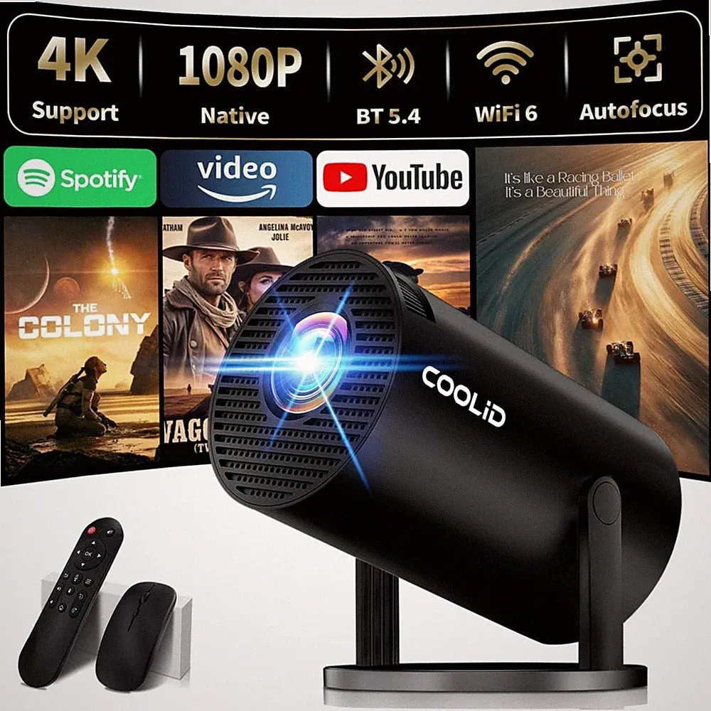 Mini Beamer 4K WiFi 6 Bluetooth 5.4 Tragbar Projektor Heimkino LCD