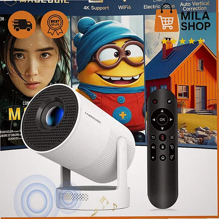 Mini Beamer 4K WiFi 6 BT 5.4 5W Lautsprecher Full HD Projektor Heimkino