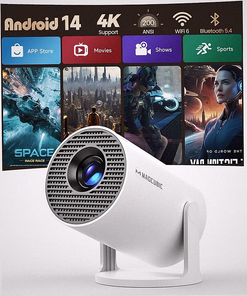 Mini Beamer 4K WiFi 6 BT 5 Lautsprecher 200 ANSI