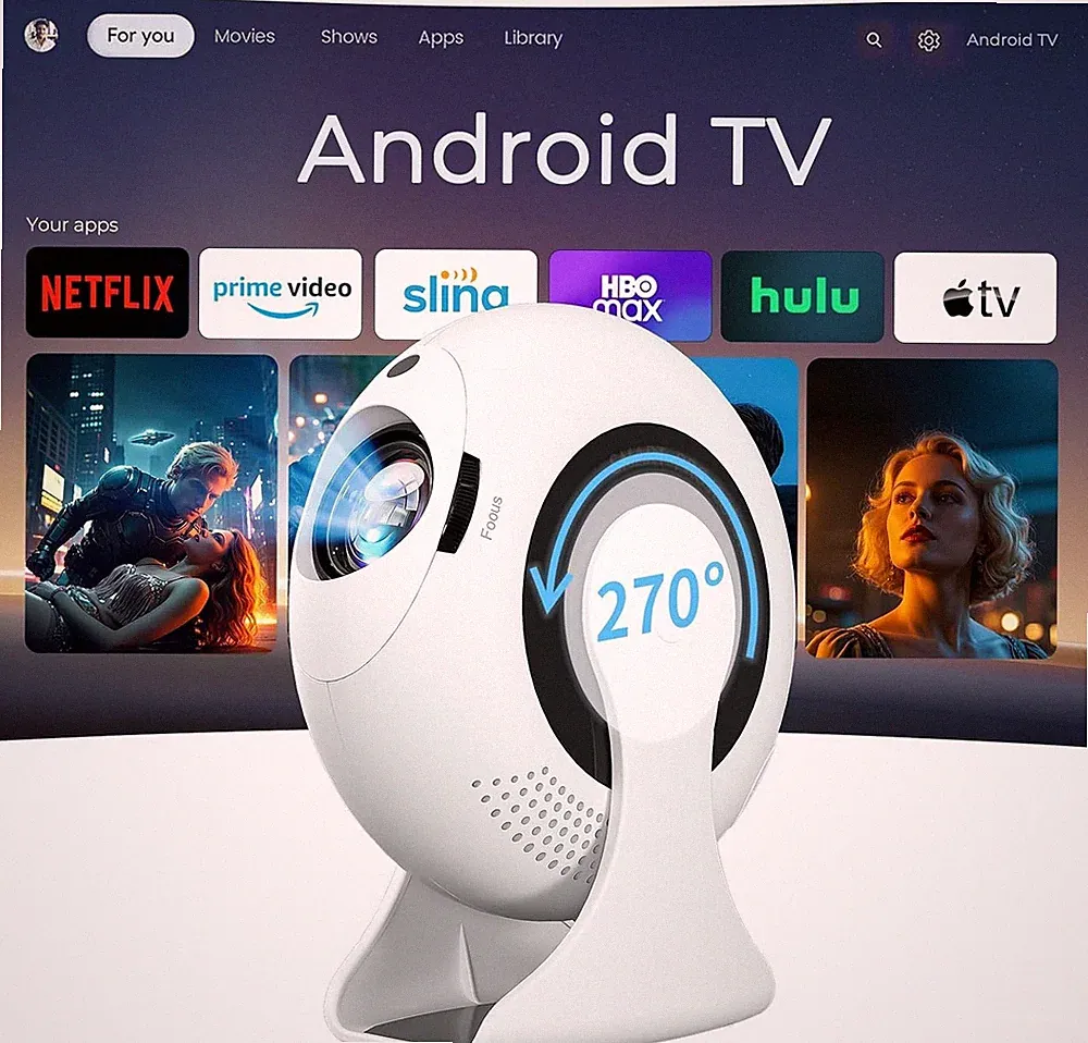 Mini Beamer 4K WiFi Bluetooth Android LED Projektor 200 ANSI Heimkino Tragbar