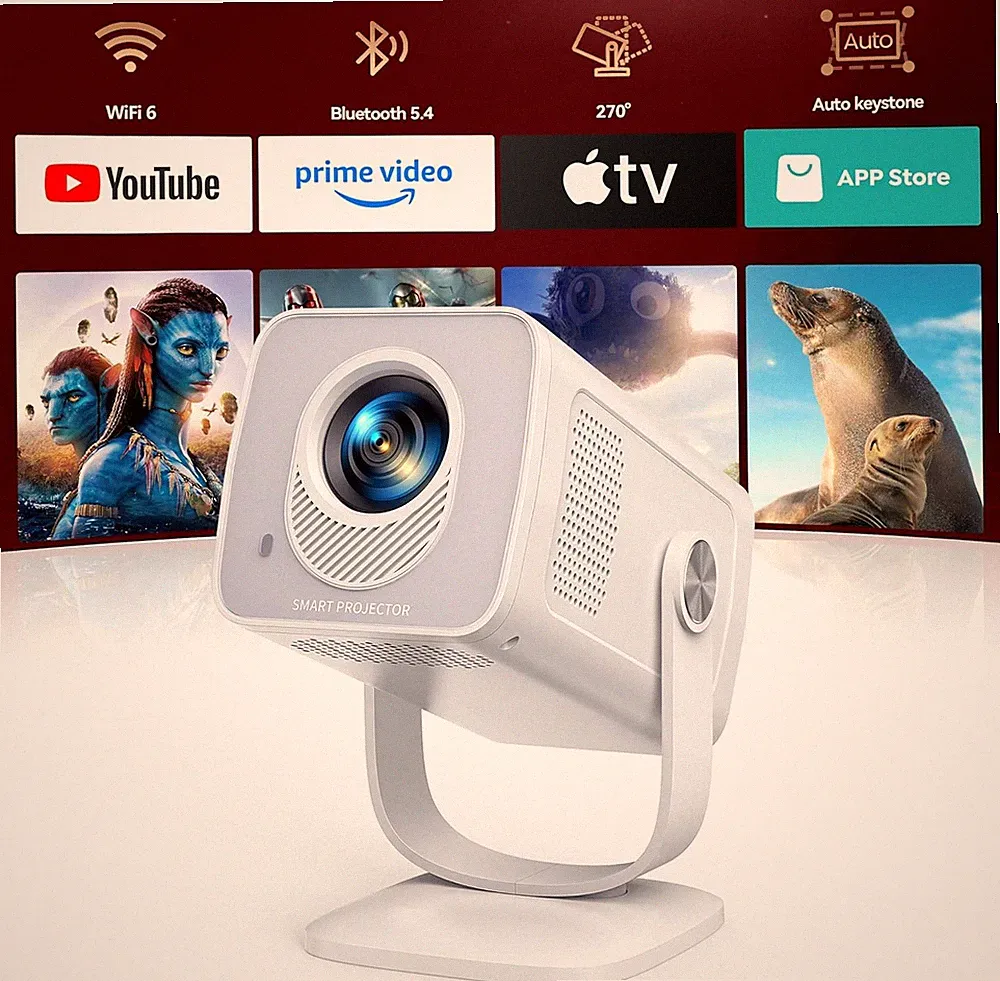 Mini Beamer 4K WLAN Bluetooth 270 Grad drehbar Heimkino Projektor tragbar Video