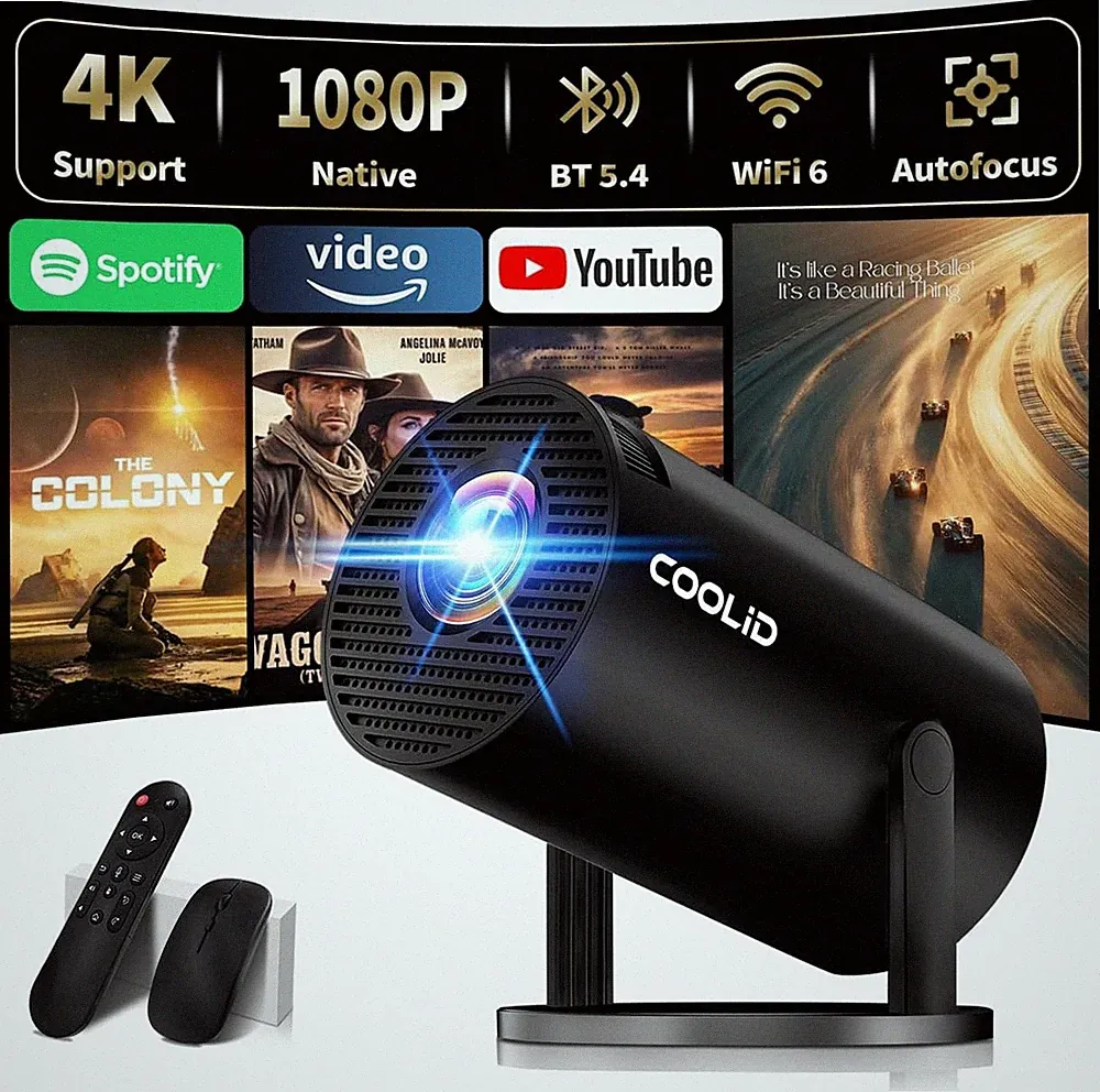 Mini Beamer 4K WLAN Bluetooth Projektor Heimkino tragbar 1080P mobil HDMI Wand