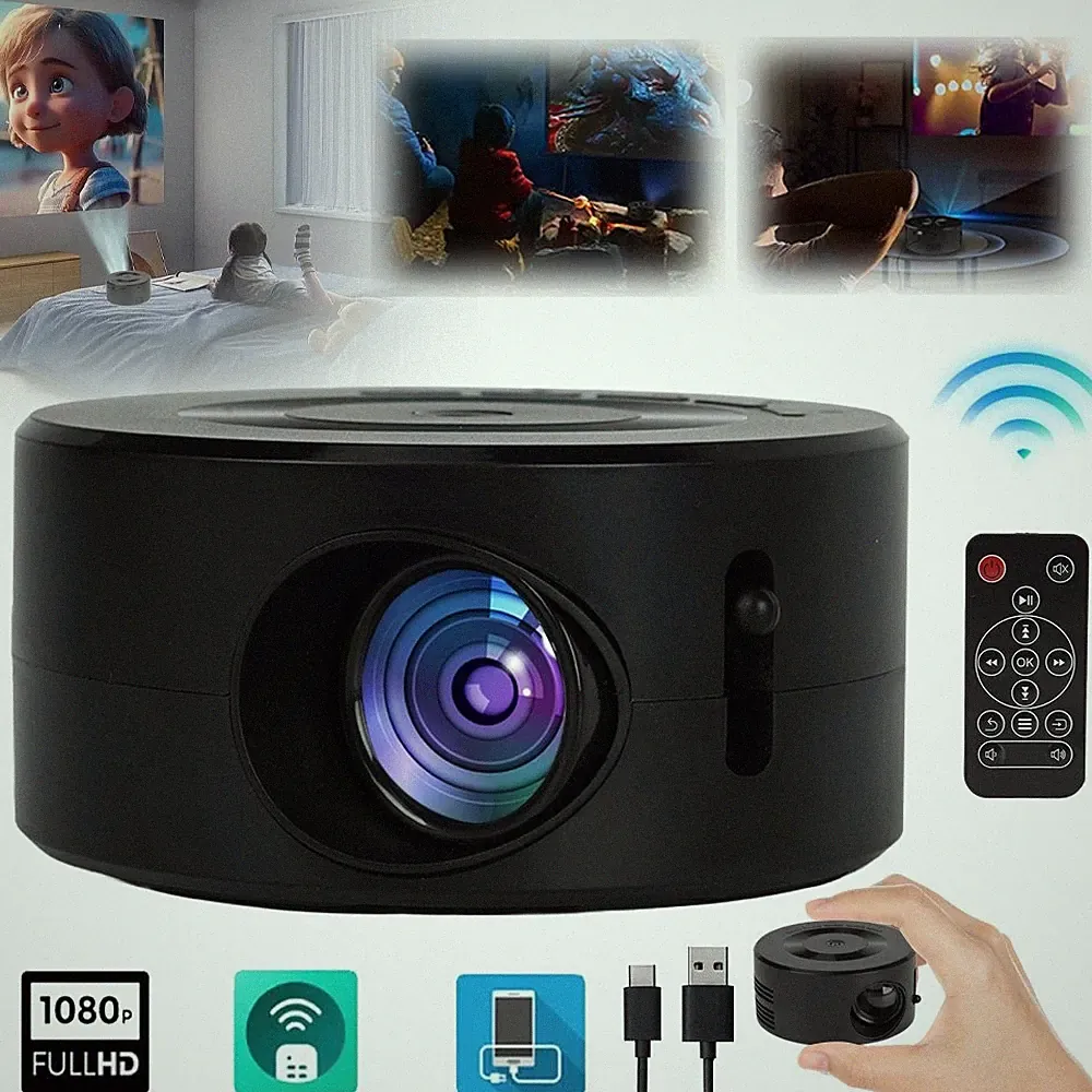Mini Beamer Full HD 1080P Tragbarer Outdoor/Heimkino Projektor Videoprojektor