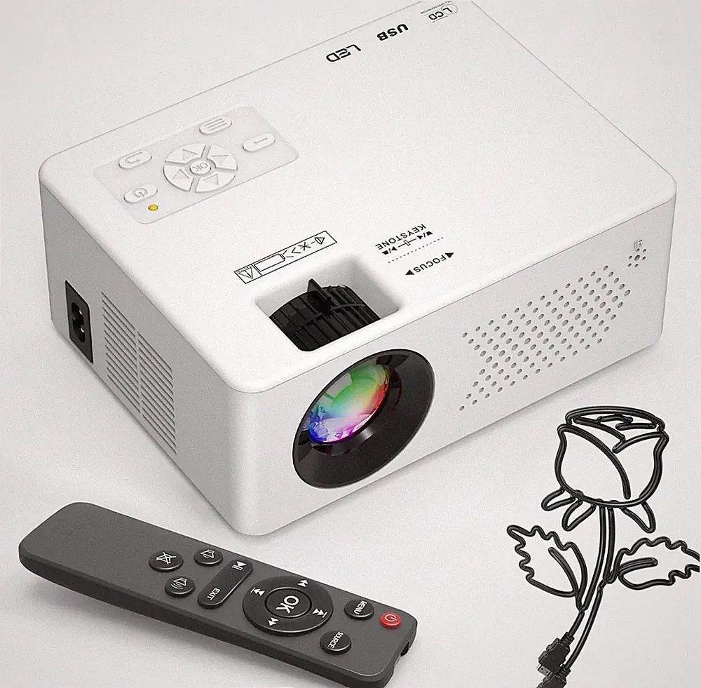 Mini Beamer Full HD 1080P Tragbarer Projektor Bluetooth 5.2 50–100% Zoom 200 Zol