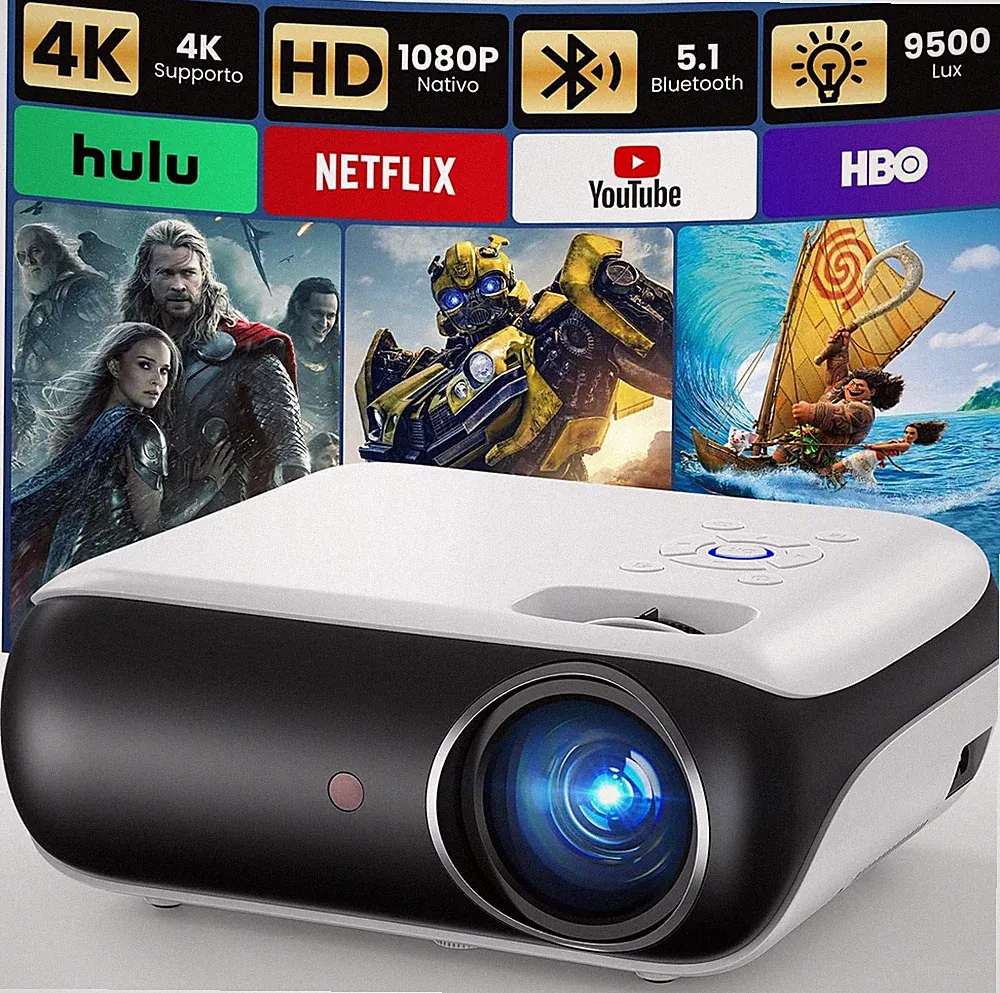 Mini Beamer H1 1080p tragbarer Projektor mit Bluetooth für Heimkino 200 Zoll