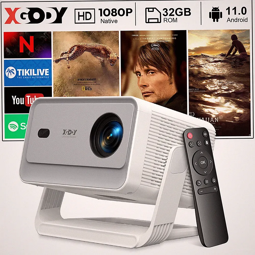 Mini Beamer HD 5G WiFi Projektor 4K Heimkino Automatische Hindernisvermeidung