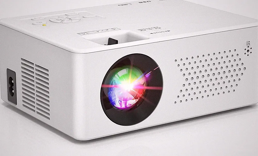 Mini Beamer, Mini Bluetooth Projektor Full HD 1080P Tragbarer Outdoor