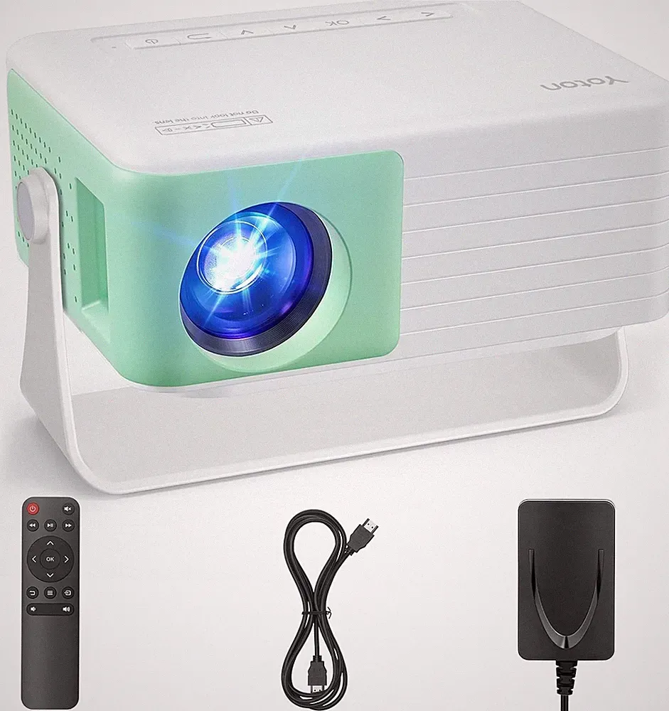 Mini Beamer mit 180° Drehung & Auto-Keystone, 1080P, 15000 Lumen, 50% Zoom, H...