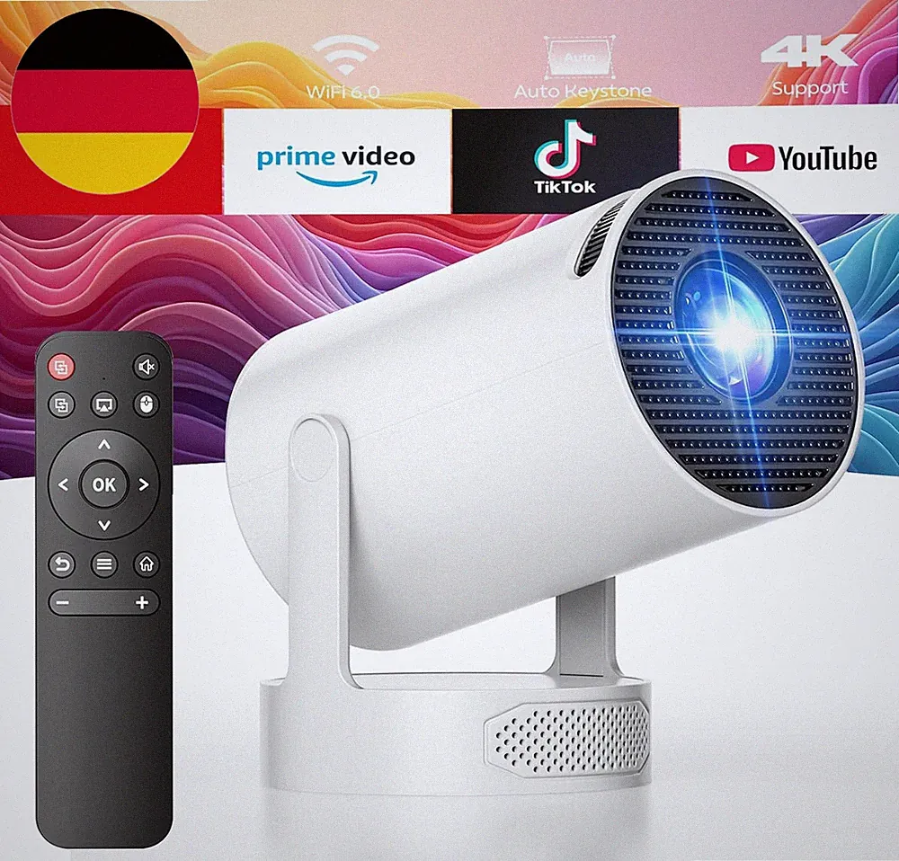 Mini Beamer Mit Lautsprecher, Tragbarer Projector Unterstützen 1080P 4K, Auto Ke