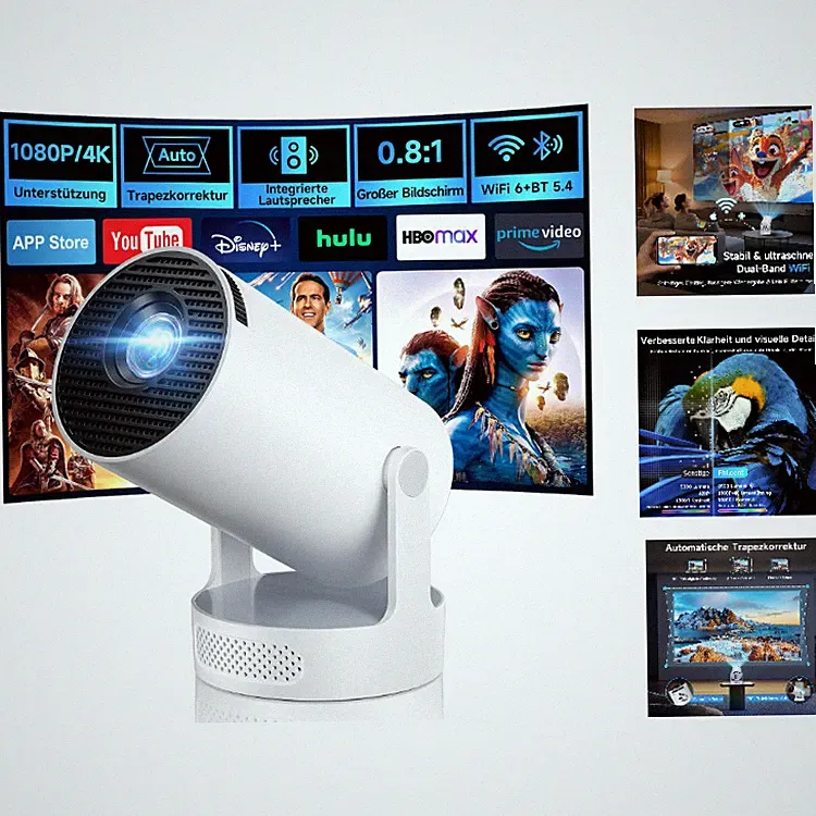 Mini Beamer, Philoent Smart Projektor 4K 1080P mit WiFi 6 und Bluetooth 5.4