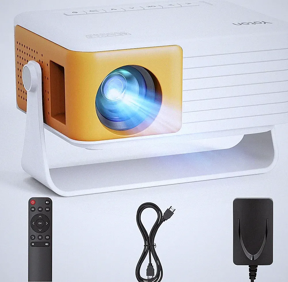 Mini Beamer Projektor 1080P 15000 Lumen 360 Grad drehbar Heimkino LED tragbar
