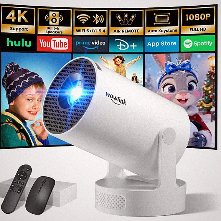 mini beamer projektor tragbar WLAN Bluetooth 4K 200 Lumen beige 1280x720 HD