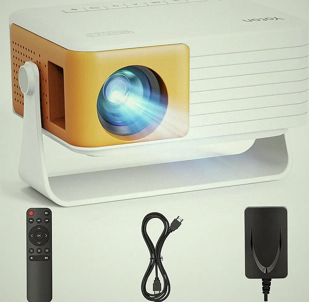 Mini Beamer Tragbar 1080P 15000 Lumen HDMI USB 120 Zoll Gelb Heimkino für iOS