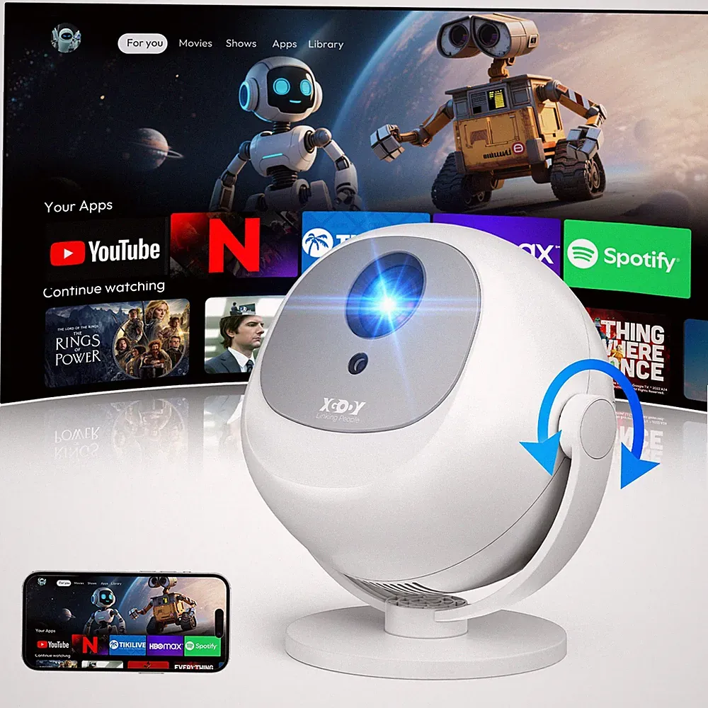 Mini Beamer Tragbarer 4K UHD Projektor Android WiFi Heimkino Theater Bluetooth