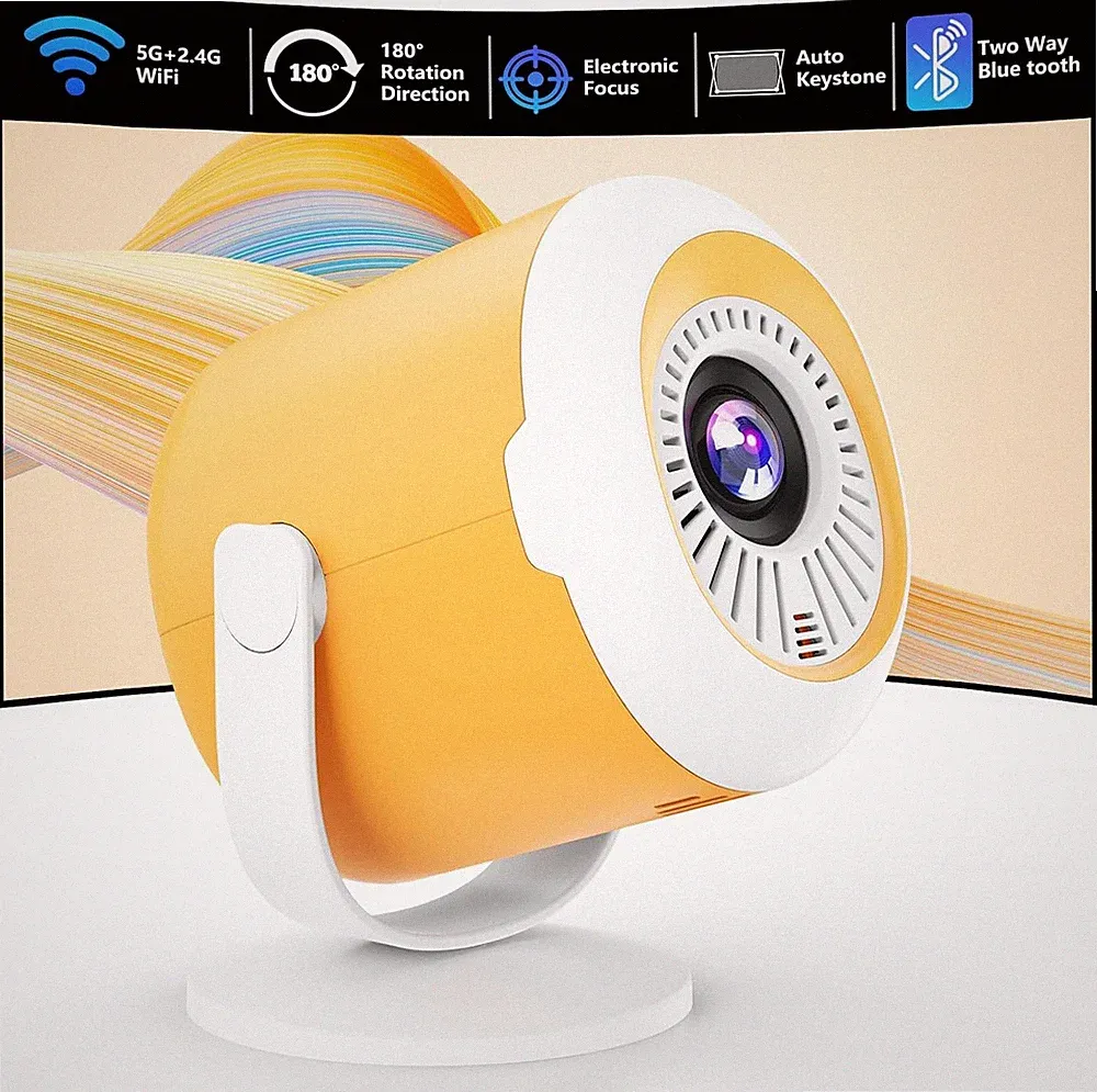 Mini Beamer Tragbarer Miniprojektor mit WLAN und Bluetooth Drehbarer