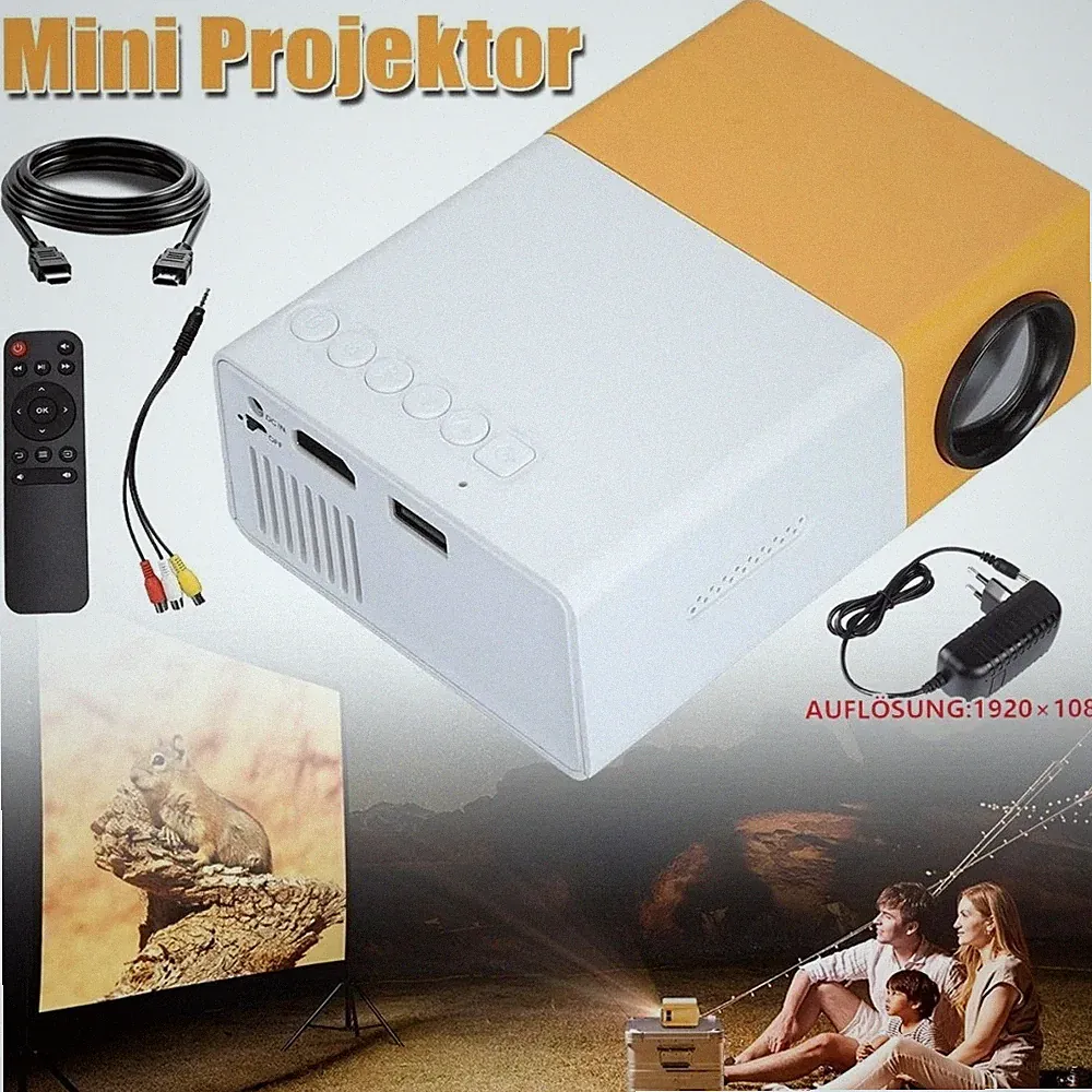 Mini Beamer Tragbarer Projektor 4:3 HD Filmprojektor Videoprojektor für Heimkino