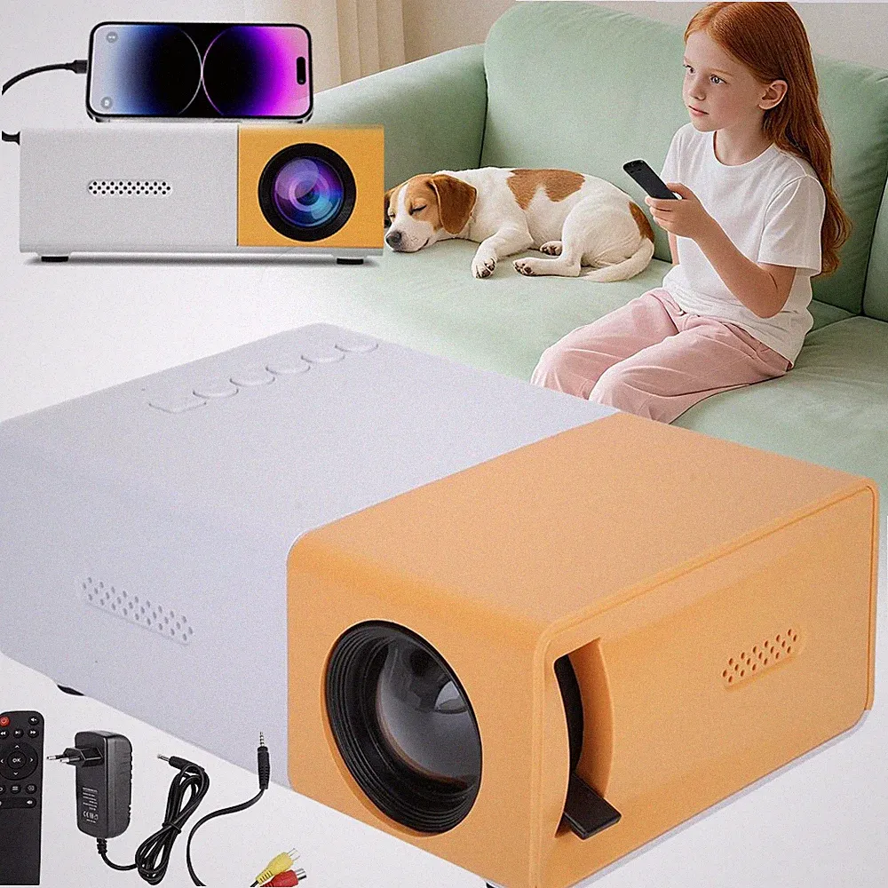 Mini Beamer Tragbarer Projektor Handy Heimkino Filmprojektor mit Fernbedienung