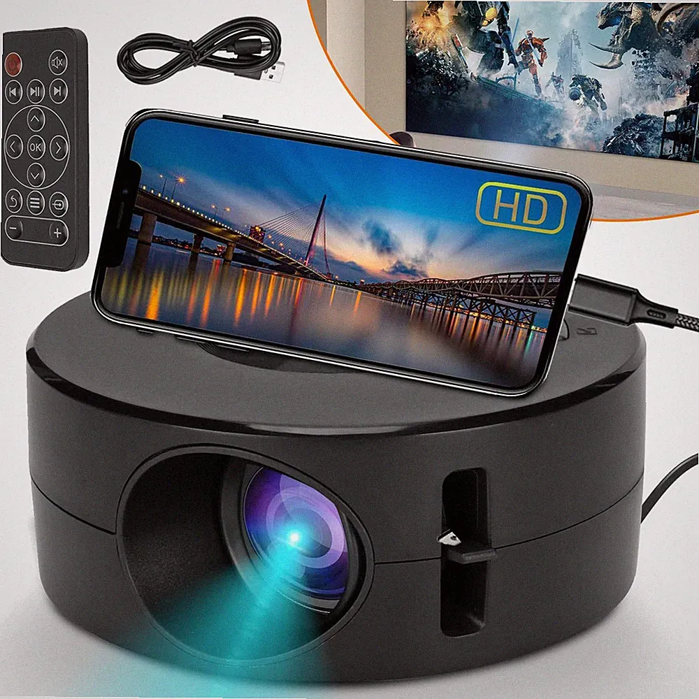 Mini Beamer Tragbarer Projektor HD Filmprojektor Videoprojektor mit Lautsprecher