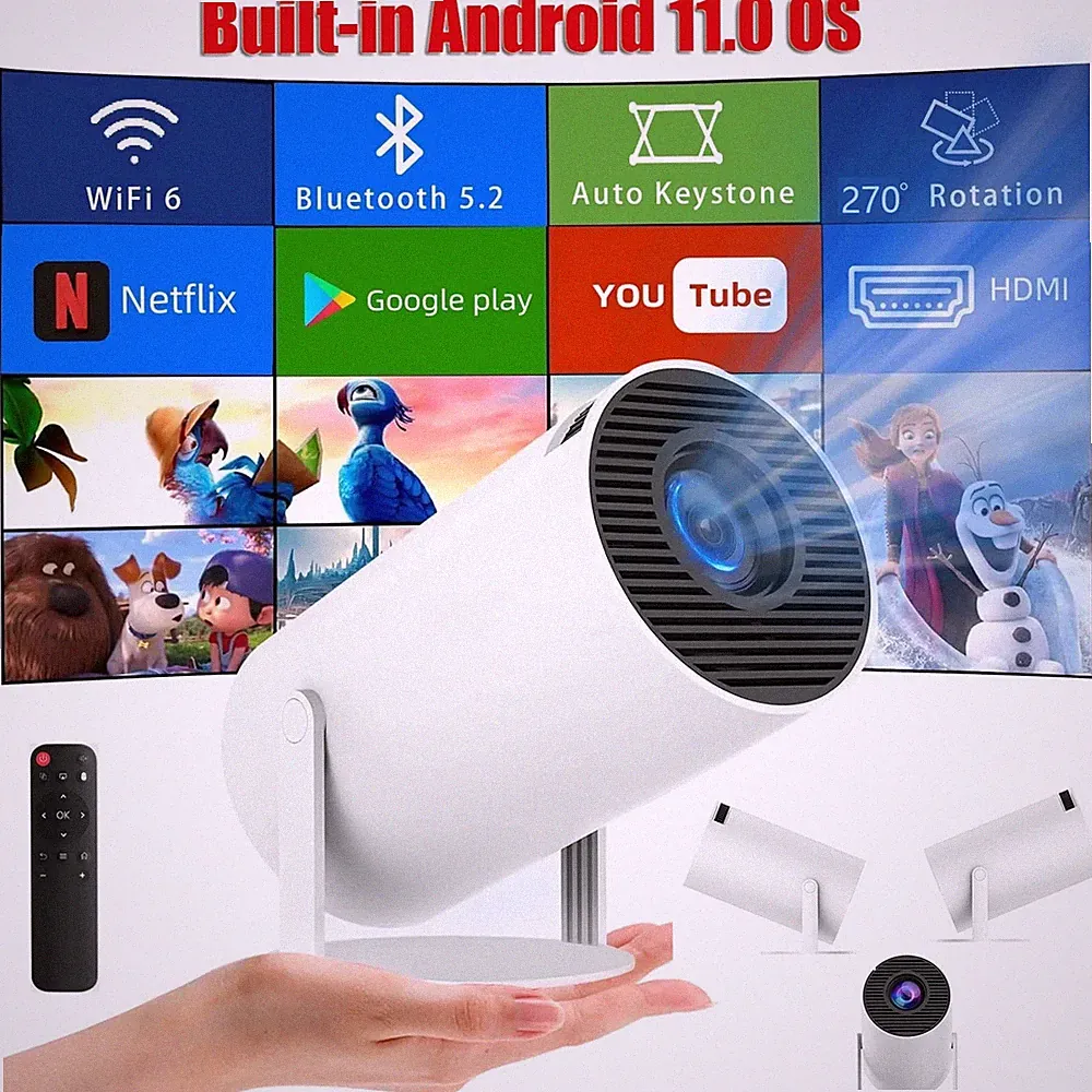 Mini Beamer UHD 4K Projektor LED WiFi6 Bluetooth Android Heimkino für iPhone/iOS