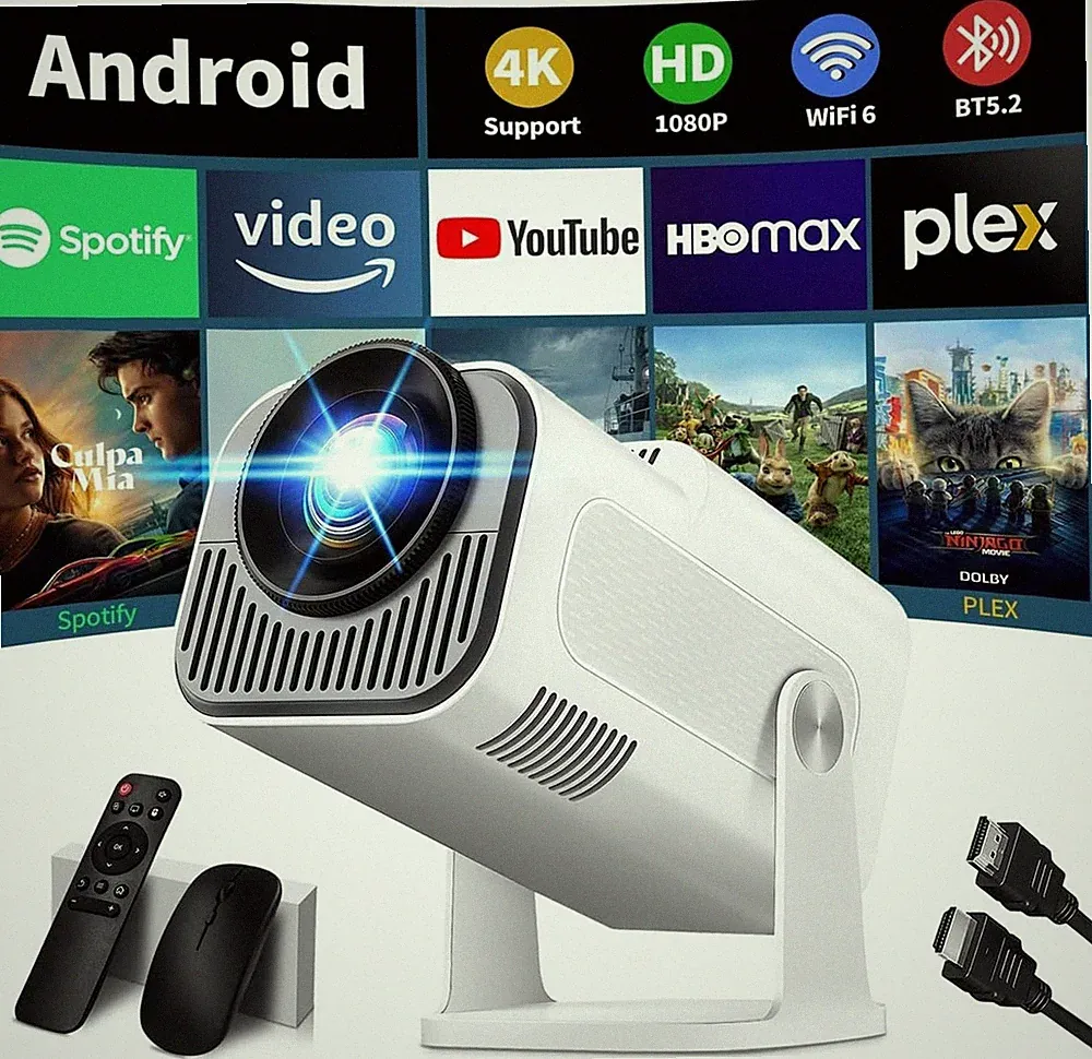Mini Beamer Unterstützt 4K 1080P, Projektor Tragbarer Mit Wifi 6 Und Bluetooth 5