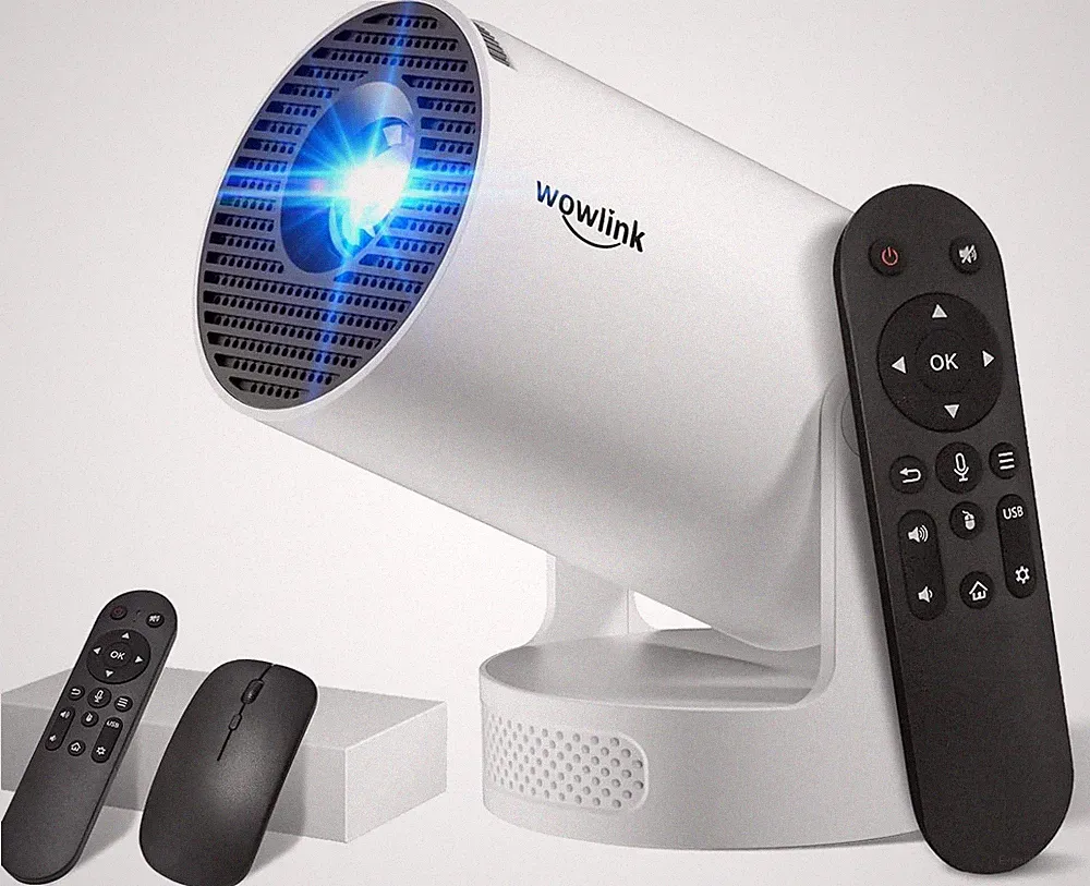 Mini Beamer Unterstützt 4K 1080P, Projektor Tragbarer mit WiFi 6 und Bluetooth