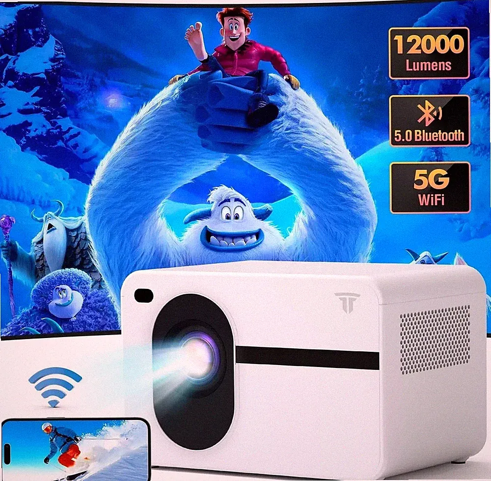 Mini Beamer WiFi Bluetooth Portable Beamer mit Fernbedienung Native 1080P Full