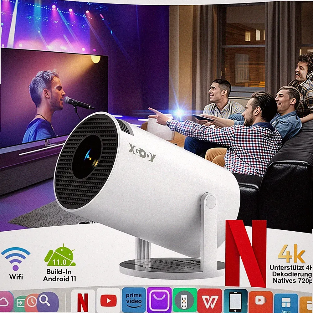 Mini Beamer WLAN Bluetooth Projektor 4K HD 720p Heimkino LED WiFi Android