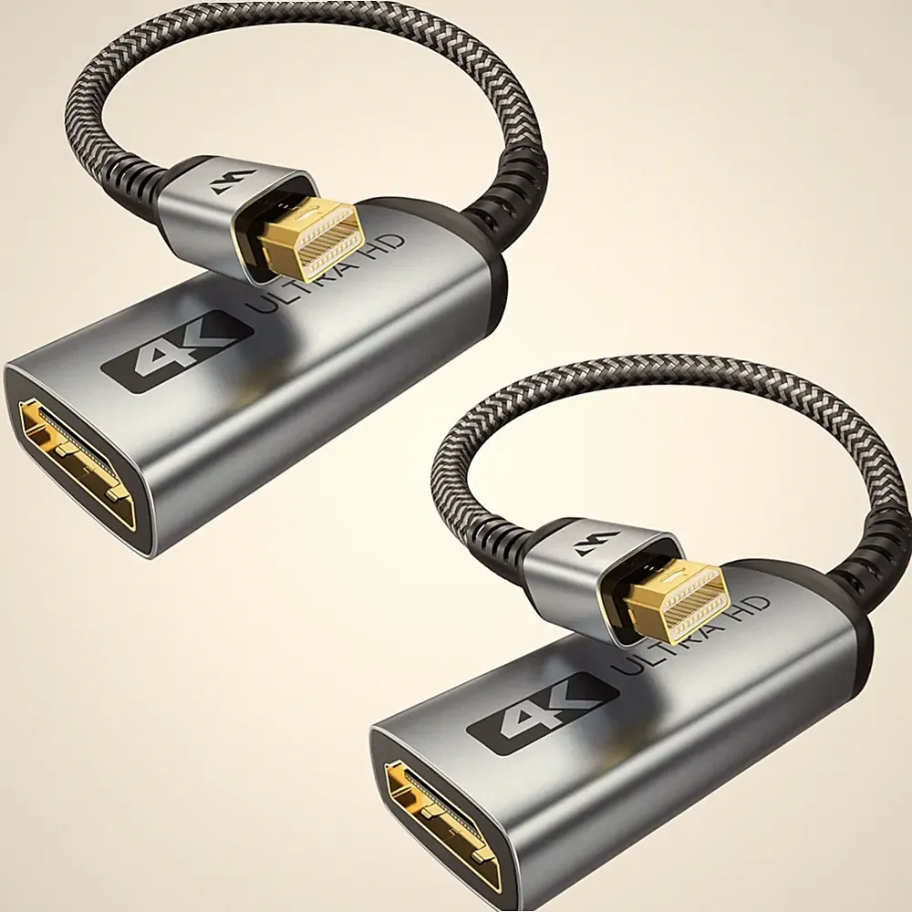 Mini DisplayPort auf HDMI Adapter 4K Ultra HD vergoldet 2er Set kompakt