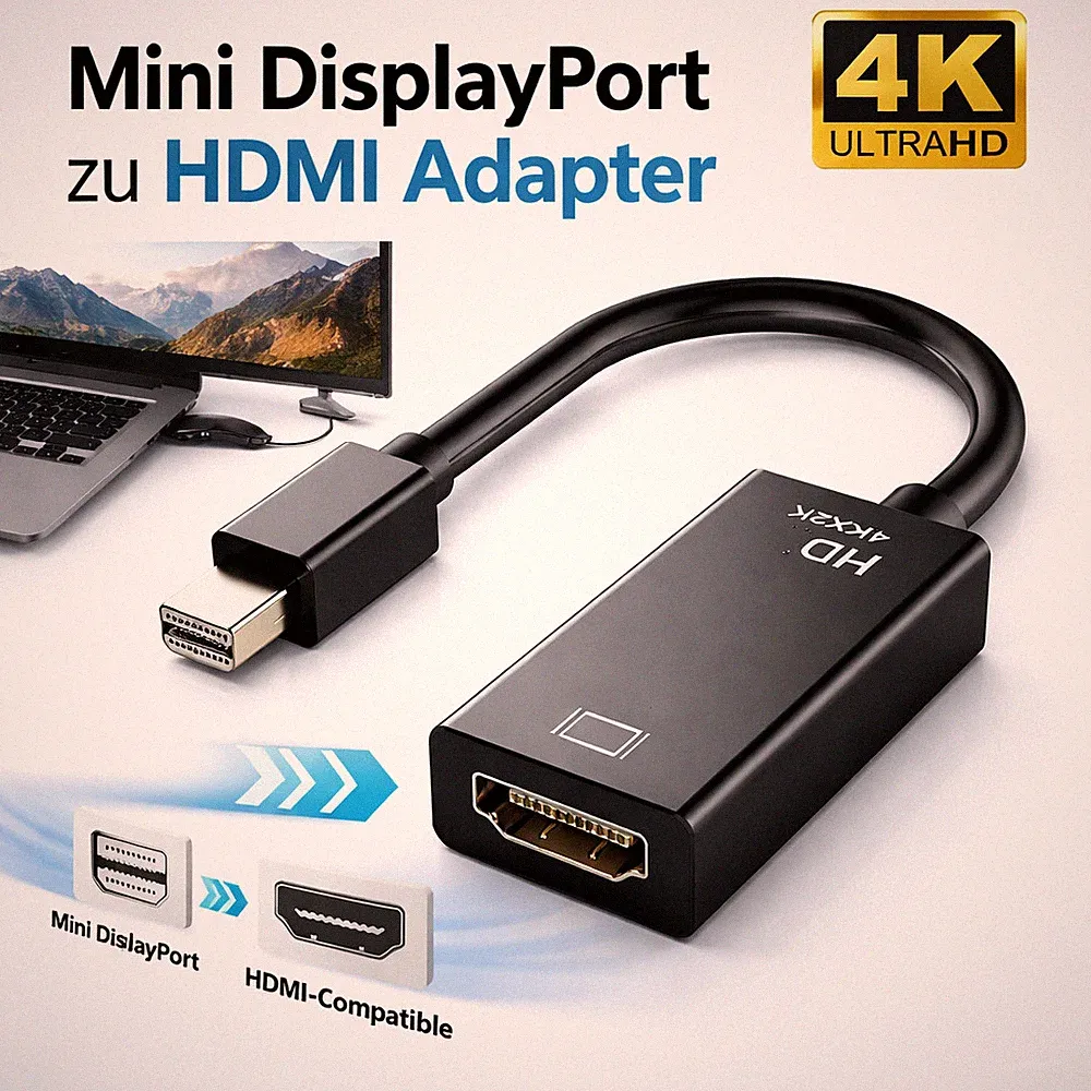 Mini DisplayPort auf HDMI Adapter Mini DP zu HDMI 4K Monitor TV Beamer Kabel