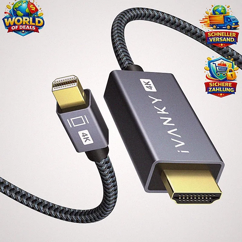 Mini DisplayPort auf HDMI Kabel 4K Nylon 3m für MacBook Surface Pro Monitor