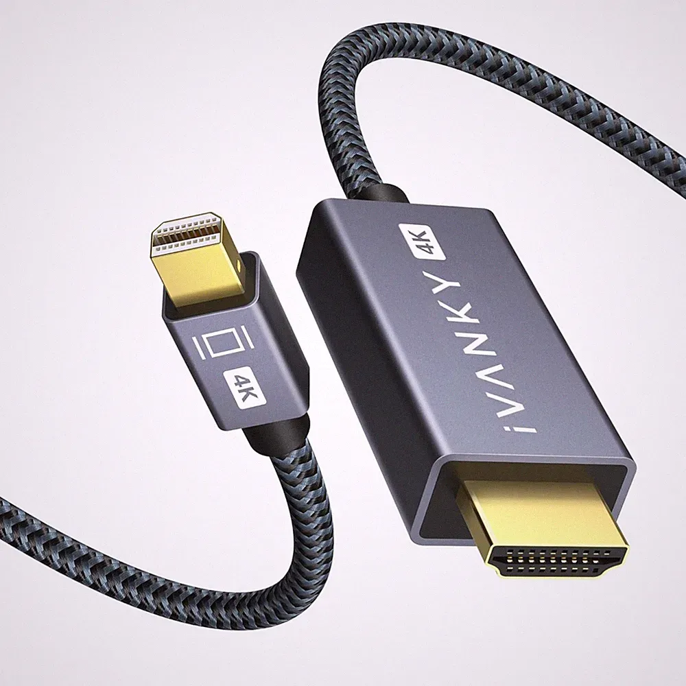 Mini DisplayPort auf HDMI Kabel, 4K, Nylon, kompatibel mit Laptops, Projektor