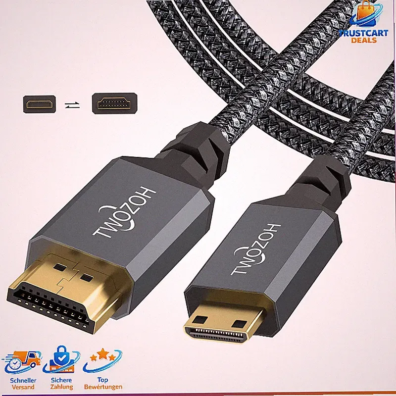 Mini HDMI auf HDMI Kabel 10m Geflochten 720P 1080P für Projektor Monitor