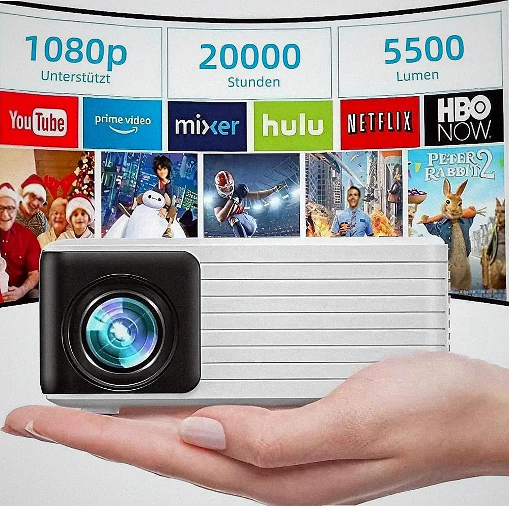 Mini LED Projektor LC500 Beamer Heimkino Beamer WiFi HD HDMI VGA USB Apemann