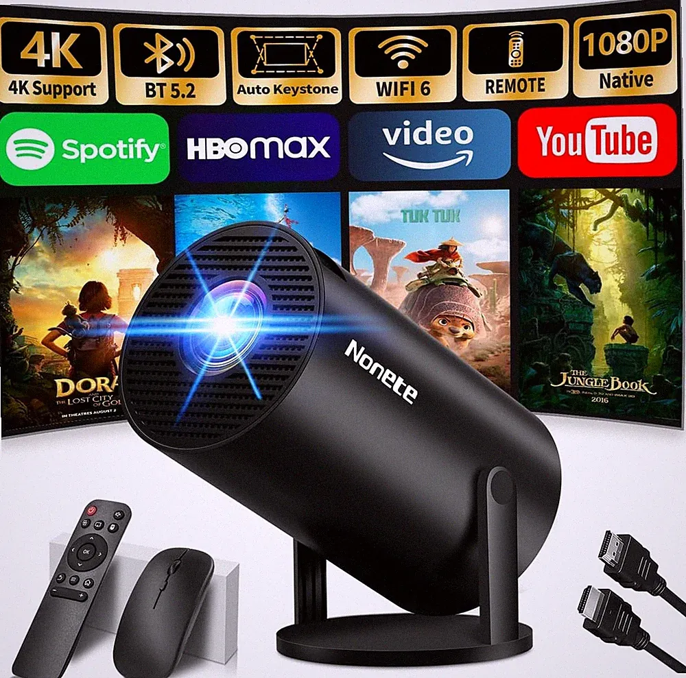 Mini Projector 4K Unterstützt 1080P Full HD Mini Beamer with WiFi 6 mit BT 5.2