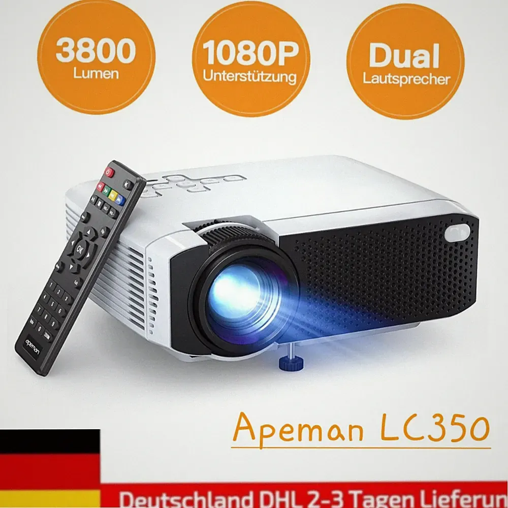 Mini Projector Beamer LC350 Updated LCD Support Full HD 1080P Apeman .