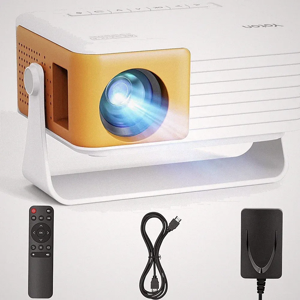 Mini Projektor 1080P 15000L 50% Zoom Tragbarer Beamer Heimkino Gelb HDMI/USB